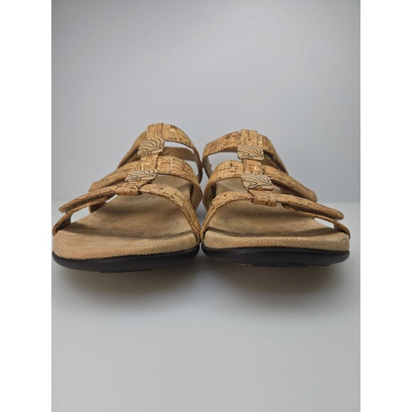 Vionic Amber-Tan Adjustable Sandals Cork Look, Gold Foil Accents Women's Size 10 - Picture 5 of 12